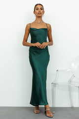 Kissin All Night Satin Maxi Dress Teal