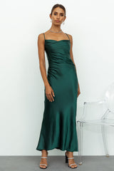 Kissin All Night Satin Maxi Dress Teal