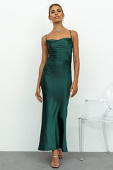 Kissin All Night Satin Maxi Dress Teal