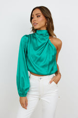 Love Deborah Satin Crop Top Green