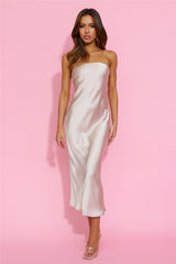 Envious Lies Satin Midi Dress Champagne