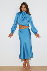 Pretty Guest Midi Skirt Blue