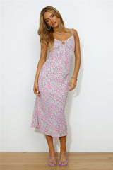 Pretty Details Midi Dress White Pink Floral