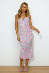 Pretty Details Midi Dress White Pink Floral