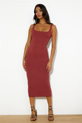 Girls' Night Ribbed Midi Dress Red