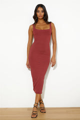 Girls' Night Ribbed Midi Dress Red