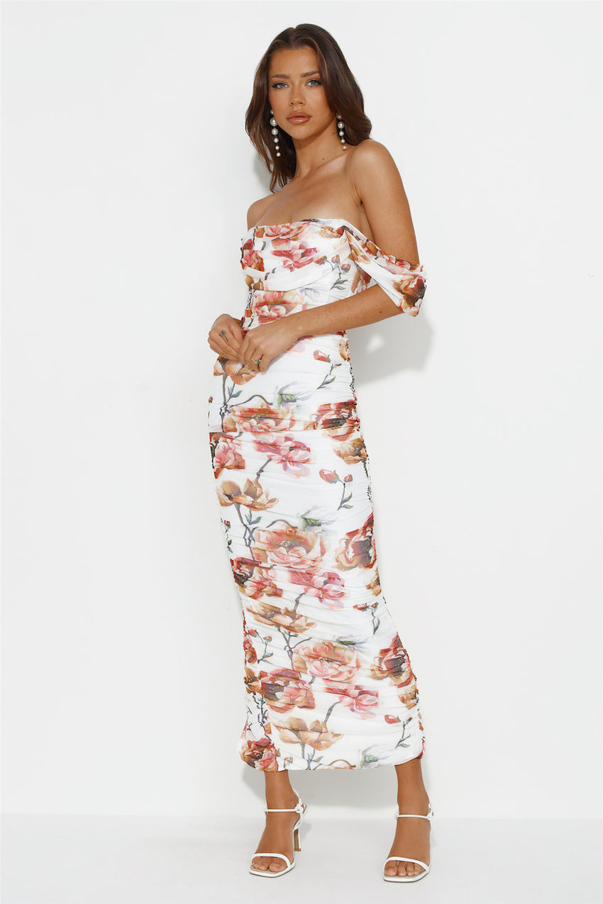 Spring Garden Mesh Maxi Dress White