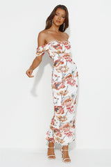 Spring Garden Mesh Maxi Dress White