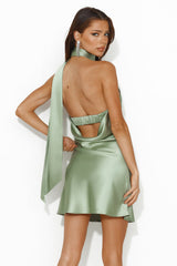 Luxe Arrival Satin Mini Dress Sage