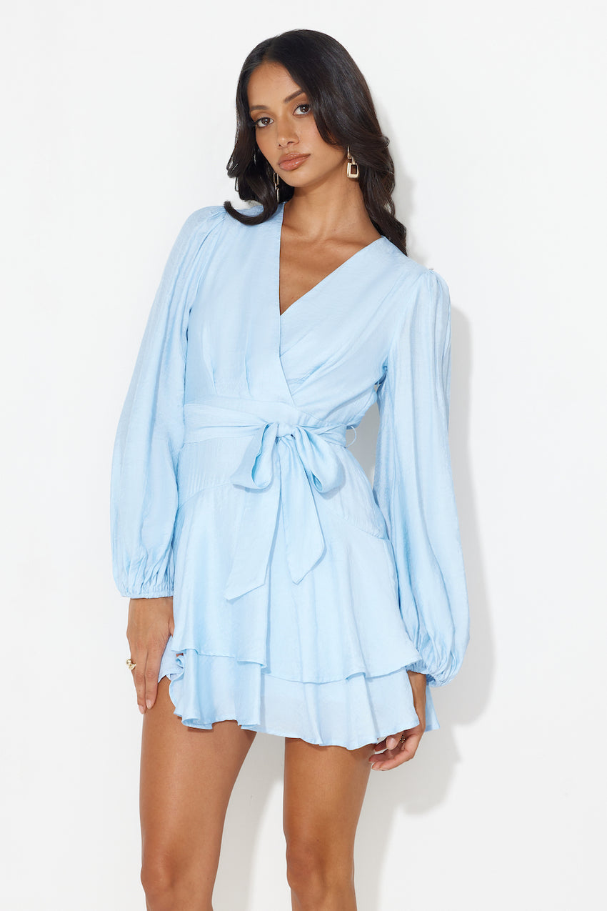 Found The One Long Sleeve Mini Dress Blue