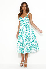 Retro Spin Midi Dress Green