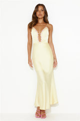 Daisy Friendship Satin Maxi Dress Yellow