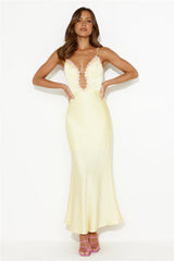 Daisy Friendship Satin Maxi Dress Yellow