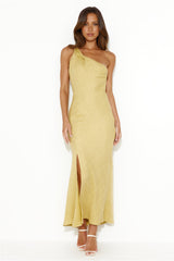 Style Inspo One Shoulder Midi Dress Yellow