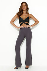 Festival Hours Halter Crop Top Black