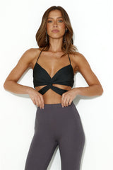 Festival Hours Halter Crop Top Black