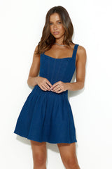 Express Love Letters Denim Mini Dress Navy