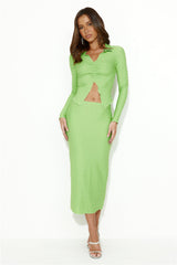 Be Sleek Long Sleeve Crop Top Green