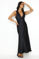 Juicy Stories Satin Maxi Dress Black
