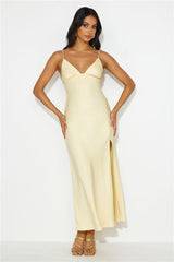 You Are Unique Satin Maxi Dress Yellow