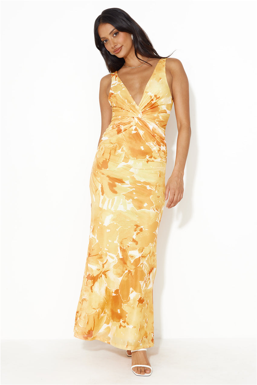 Radiant Vision Mesh Maxi Dress Orange