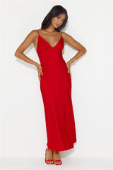 Explain Yourself Satin Maxi Dress Wine