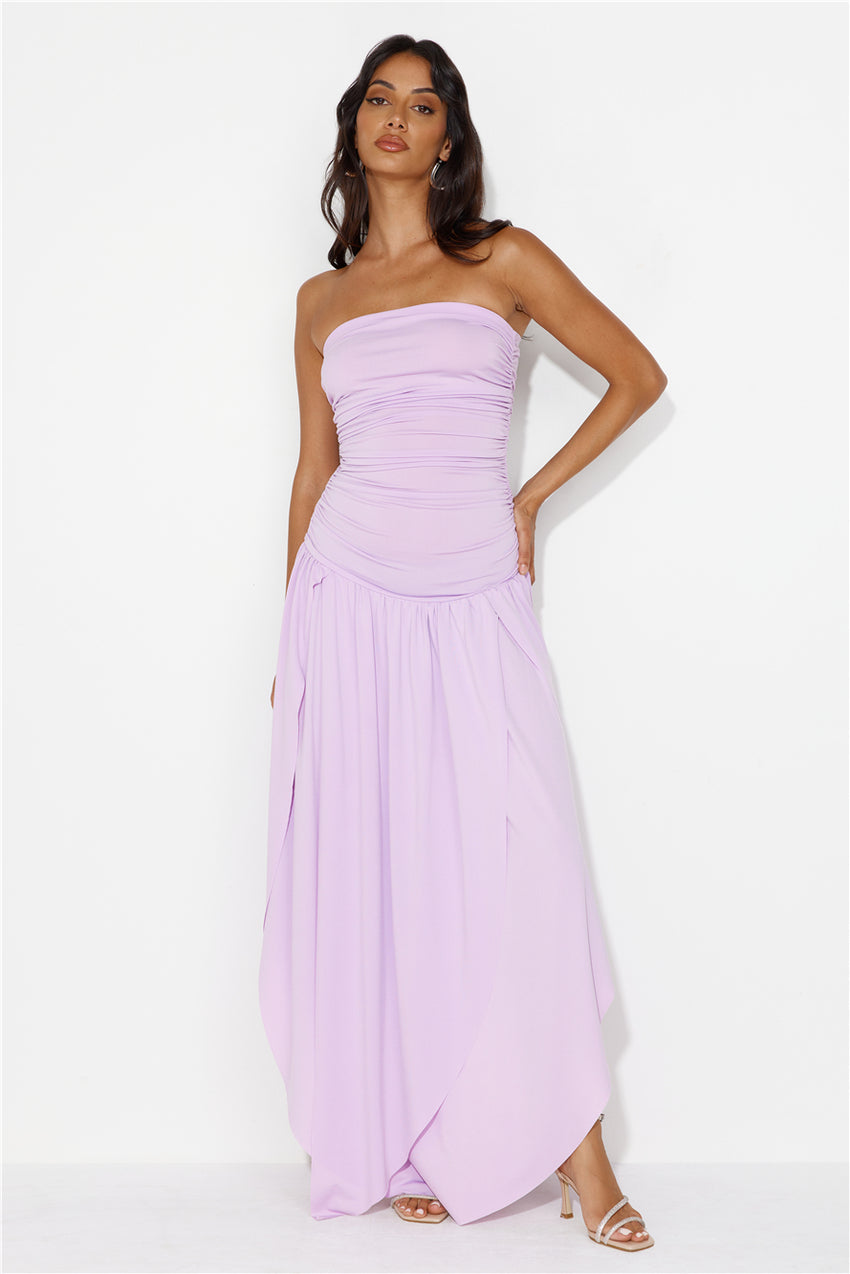 Spinning Queen Strapless Maxi Dress Lilac