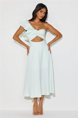 Mystery Lover One Shoulder Maxi Dress Sage