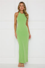 Rainforest Retreat Halter Maxi Dress Green