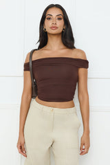 New Style Off Shoulder Top Chocolate
