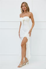 Pretty Moods Only Strapless Maxi Dress White