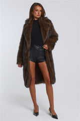 Days In Aspen Faux Fur Coat Brown