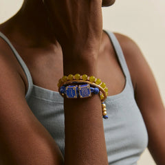 Block Party Varsity Number Custom Bracelet  - Cobalt Double Digit