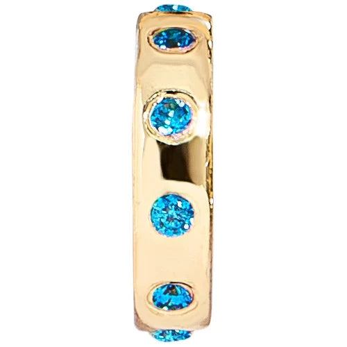 14K Gold Birthstone Charm Beads - Blue Zircon
