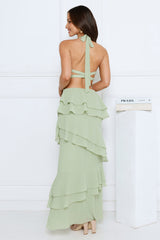 Power Glow Halter Maxi Dress Sage