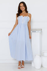 Gaia Gingham Maxi Dress Blue