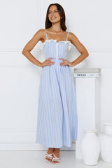 Gaia Gingham Maxi Dress Blue