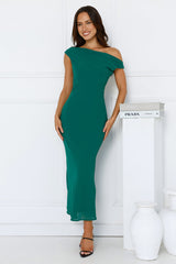 Xenia Off Shoulder Midi Dress Green
