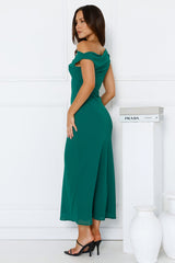 Xenia Off Shoulder Midi Dress Green