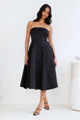 Ink Love Strapless Midi Dress Black
