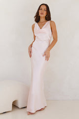Seen For You Cowl Neck Satin Maxi Dress Pink