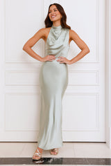 Formal Luxe Satin Maxi Dress Sage