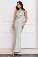 Formal Luxe Satin Maxi Dress Sage