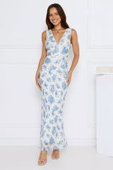 Soft Florals Maxi Dress Blue