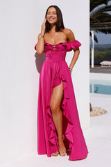 Ethereal Evening Off Shoulder Maxi Dress Magenta