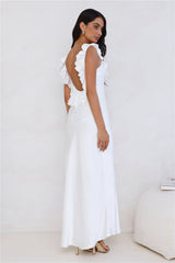 Chasing The Spark Satin Maxi Dress White
