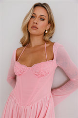 Tip Toe Lace Mini Dress Pink