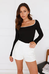 Frozen Daydream Ribbed Long Sleeve Top Black