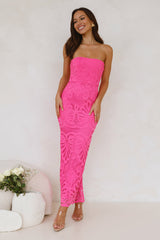 Counting Days Strapless Maxi Dress Hot Pink