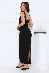 Sculpted Grace Maxi Dress Black